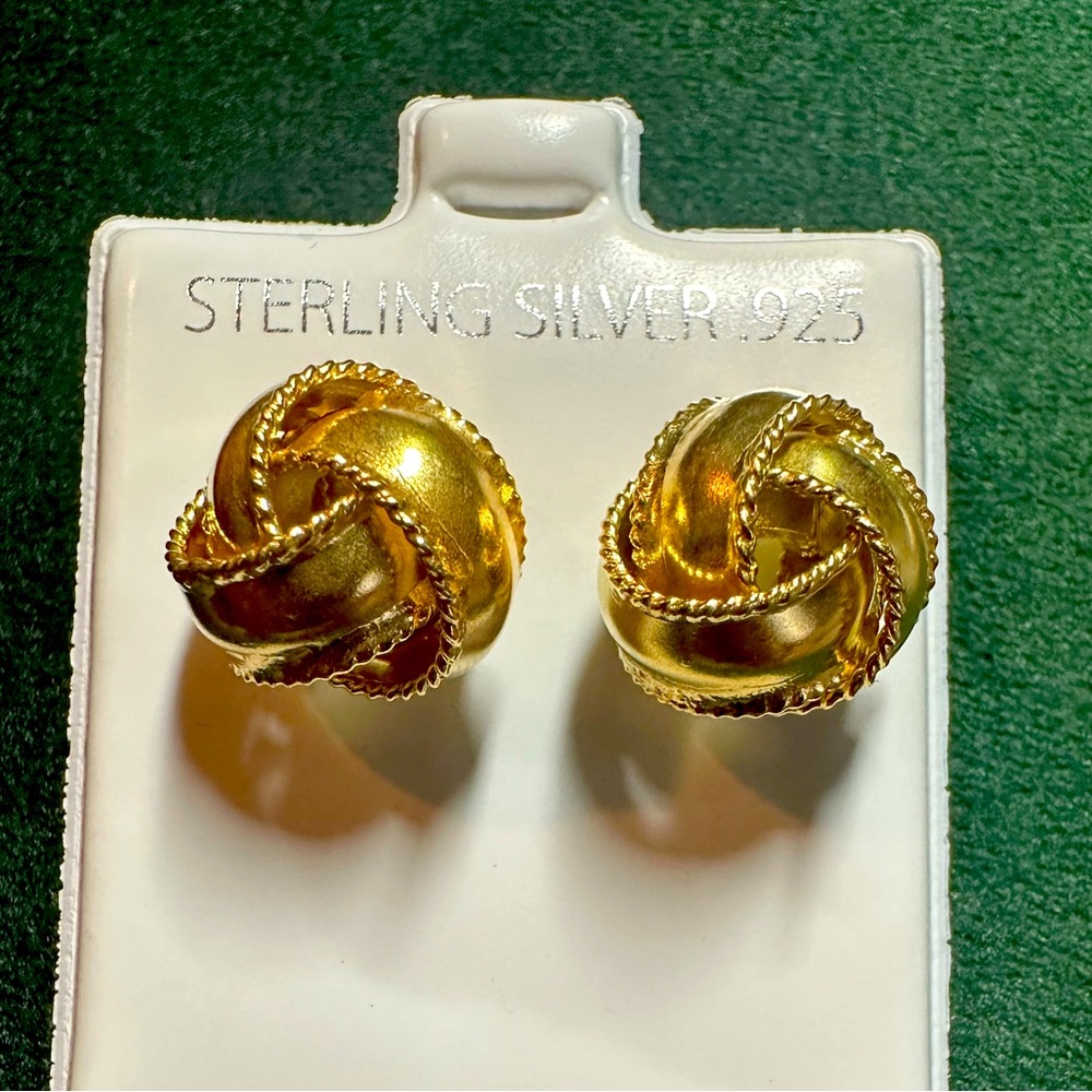 Gold Knot Sterling Silver Earrings